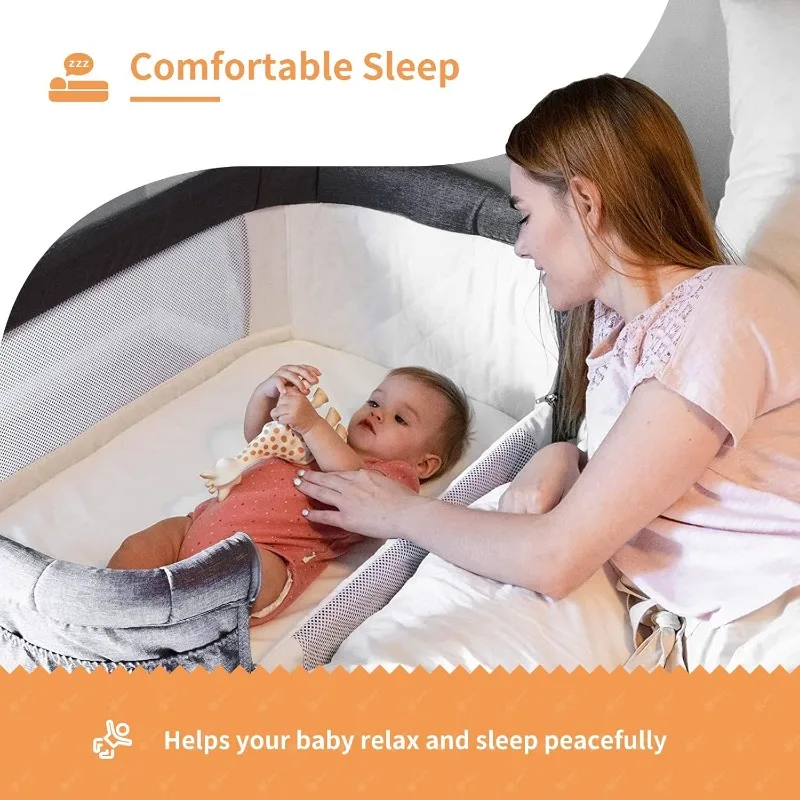 Wanan Bedside Bassinet for Baby Bedside Sleeper with Wheels and Storage Portable Travel Bassinet Bedside Crib for Infant/Newborn