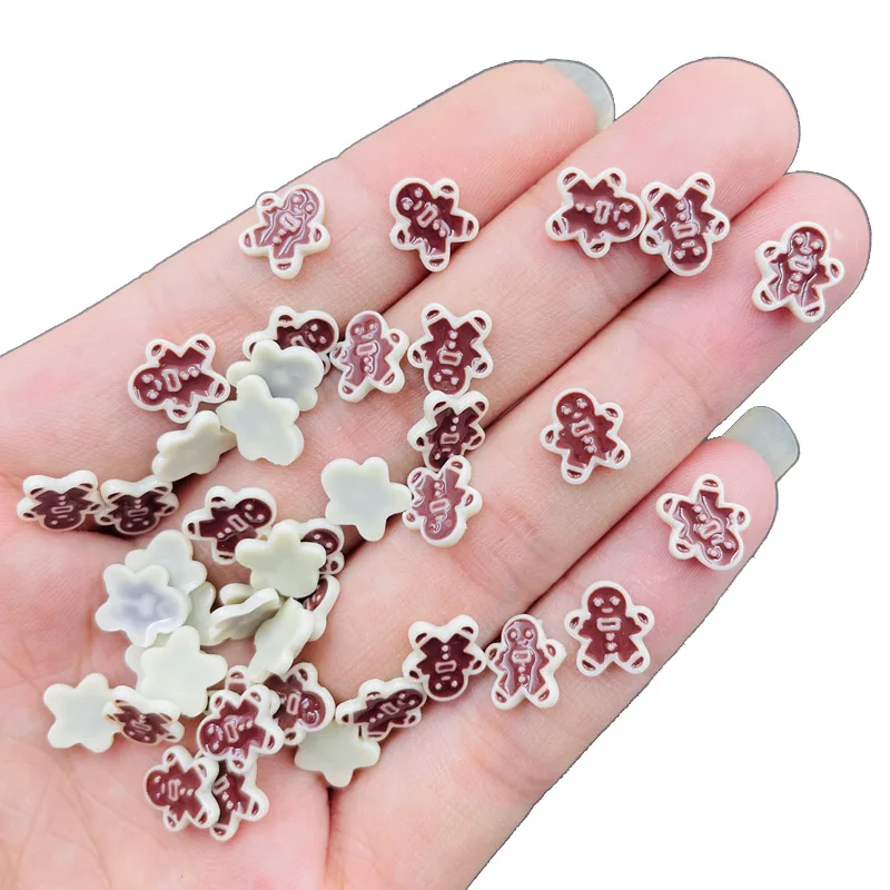 50 Pcs New Mini Kawaii Cartoon Cracker Man Resin Scrapbook Rhinestones 3D For DIY Manicure Accessories Decorations N93