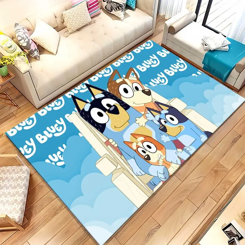 Cartoon Blue Dog Puppy Bingo Soft Non-Slip Large Area Rug for Living Room,Bedroom Playroom Carpet Mat for Sofa,Home Decor Gift