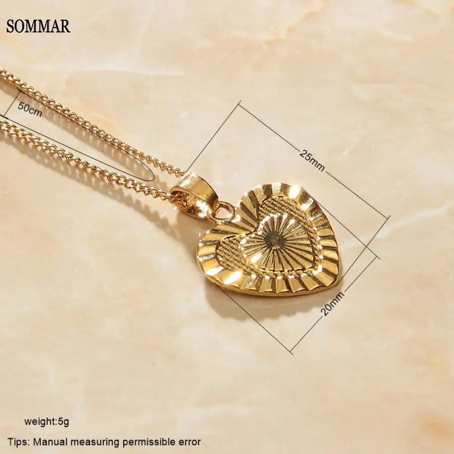 SOMMAR Birthday Gift PVD plated brass color women heart pendant gold necklace chain tattoo choker Prom Accessories
