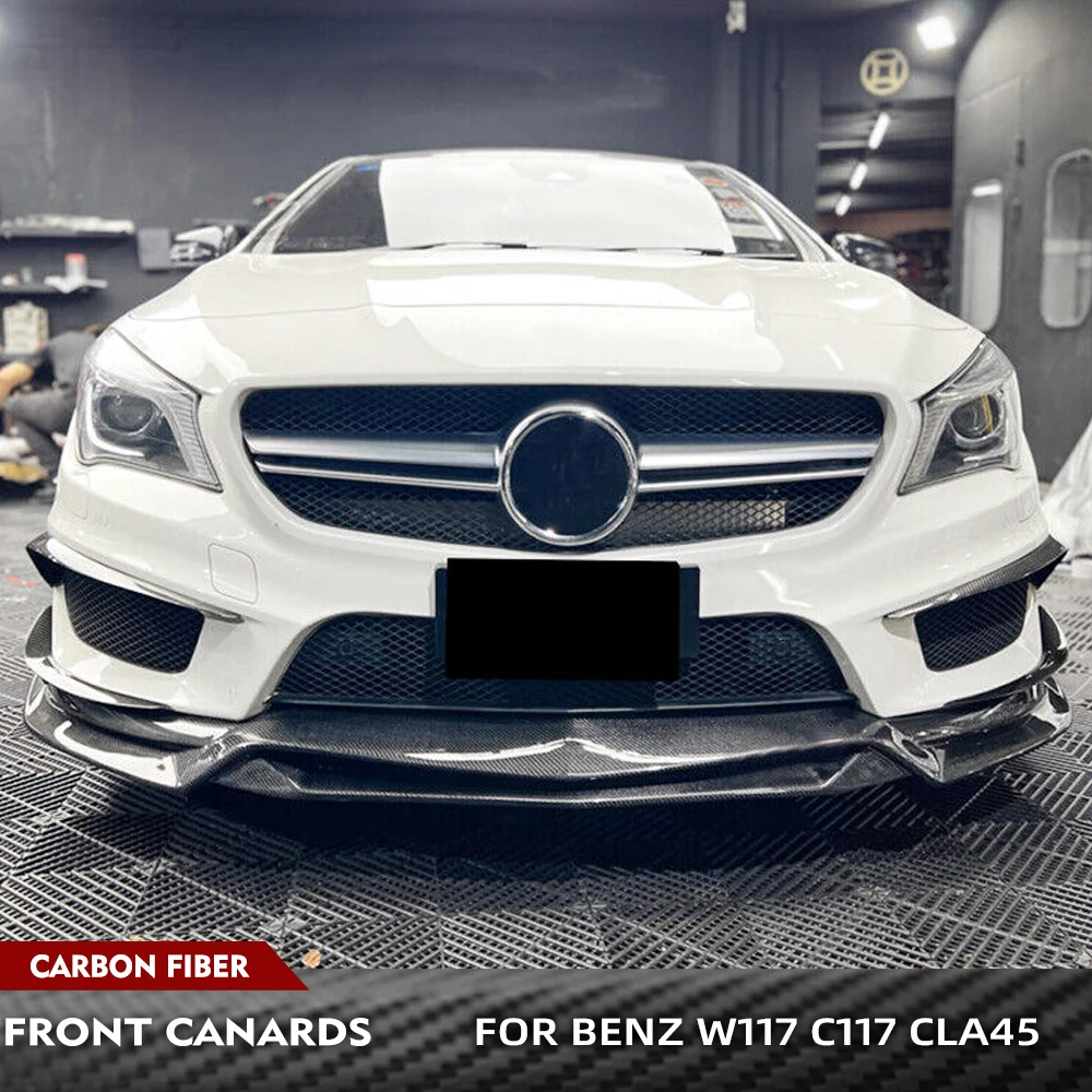 

For Mercedes Benz W117 C117 ClA45 Sedan 2013-2015 Carbon Fiber Car Front Bumper Canards Splitter Winglets Protector Body Kits