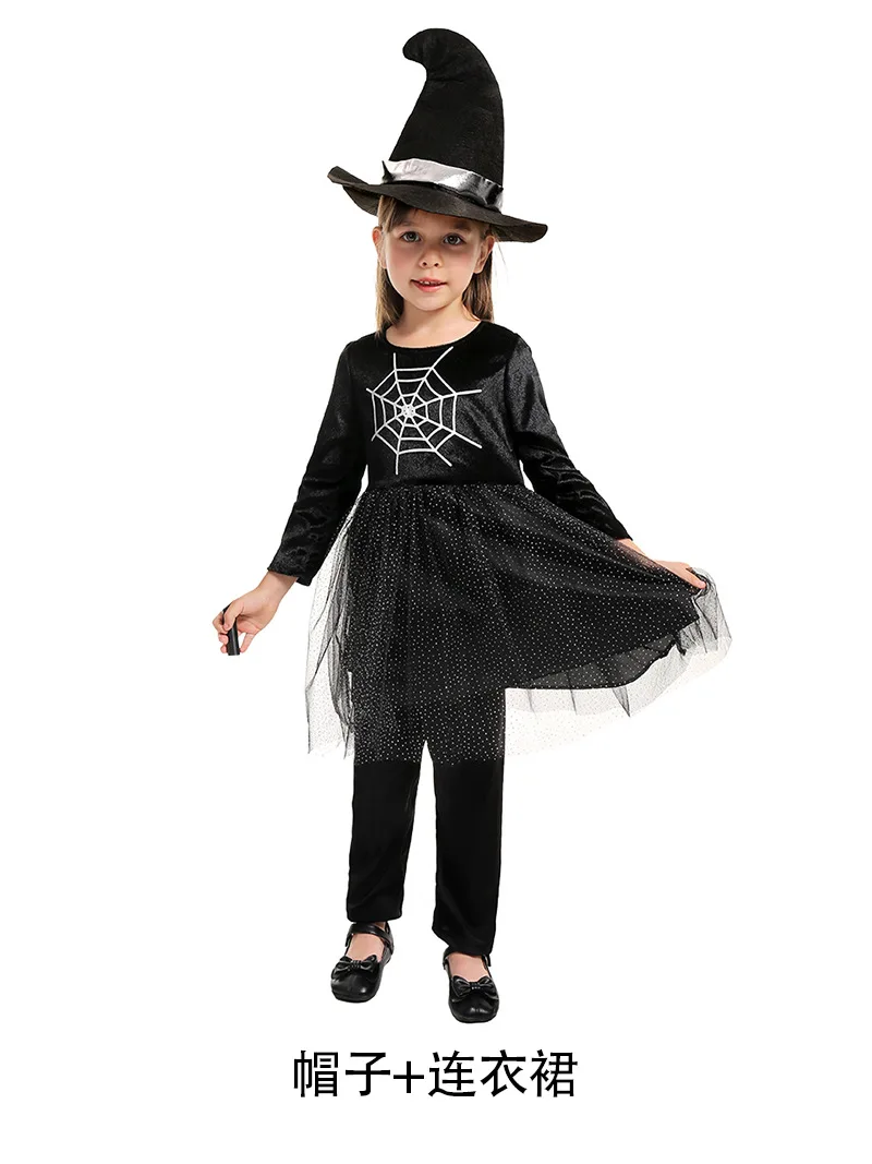 Boys girls Witch Carnival Halloween Costume Children's Performance Ghost Spider Festival Carnival Kids Dress Up 3-8years