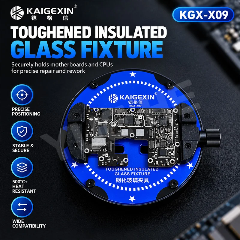 KAIGEXIN KGX X09 Tempered Insulated Glass Fixture High Temperature for Phone CPU Chip Soldering Repair Fixed Holder Tools