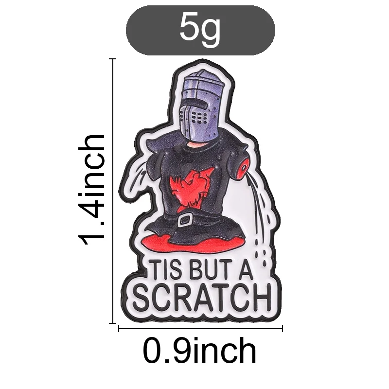 Tis But A Scratch Badge Black Knight Enamel Pins Funny Movie Quote Lapel Brooches Medieval Accessories Clothes Decor