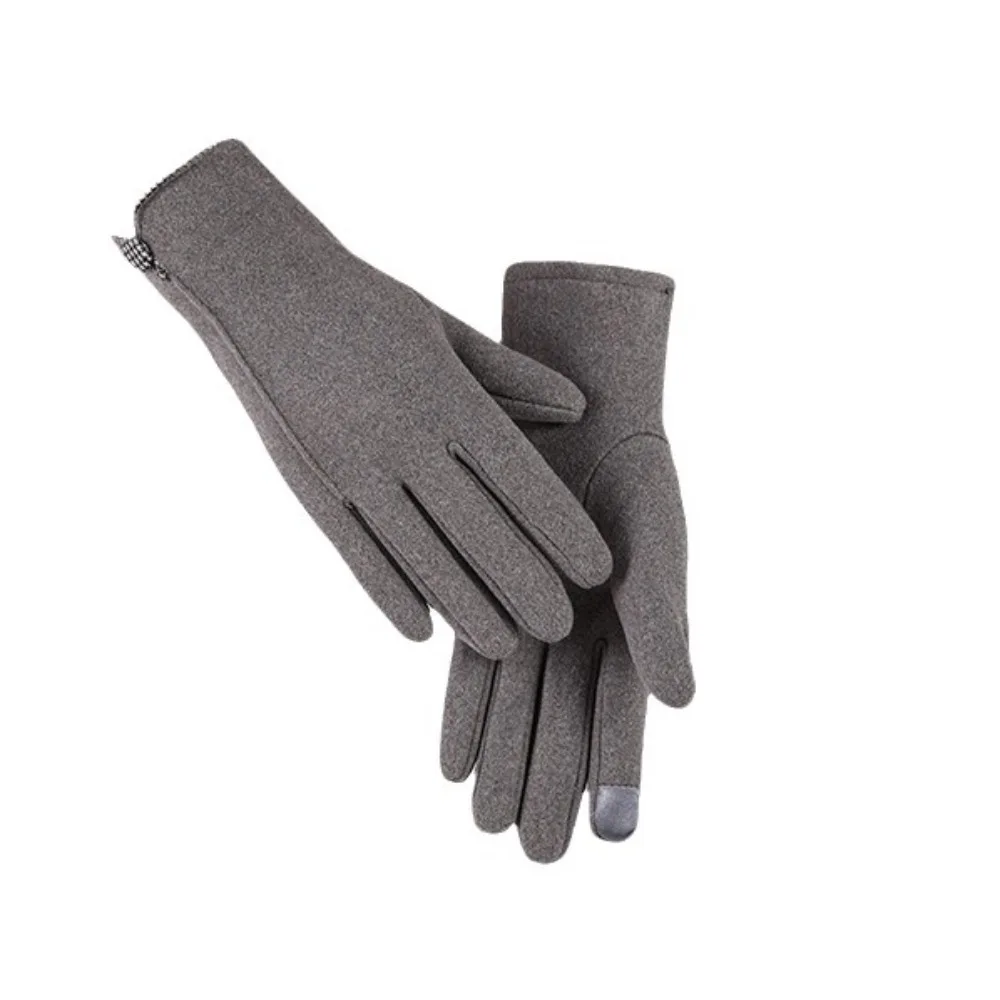 

Simple Solid Color Winter Velvet Gloves Plush Coldproof Touch Screen Gloves Windproof Full Finger Women Mittens Riding