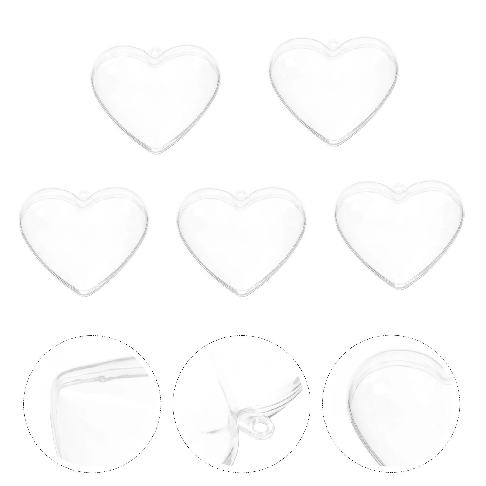 5Pcs Transparent Heart Candy Box Plastic Ball Elegant Fillable Storage Case for Chocolate Sweets Cookies Christmas Gift Present