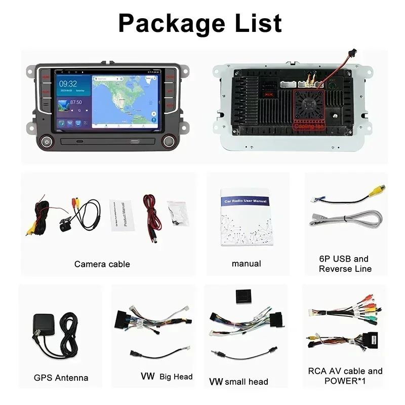 وحدة رأس GPS 7 بوصة لسيارة VW Jetta 2011-2018 اللاسلكية Apple Carplay Android 13 راديو ستيريو للسيارة نظام ذكي WIFI 4-64G BT