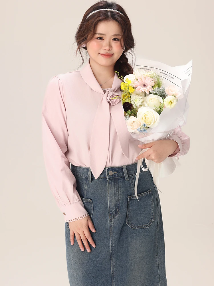 

Commuter Sle Big Size irt Floral 3D Pattern Versatile Cotton And Lyocell Fiber Women's irt Regular Fit Long Sve Butt...