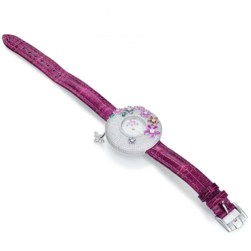 ZOCA Watches For Women Luxury 925 Sterling Silver Popular Pink Flowers Ladies Bracelet Quartz Clock  Wrist Watch New Clock