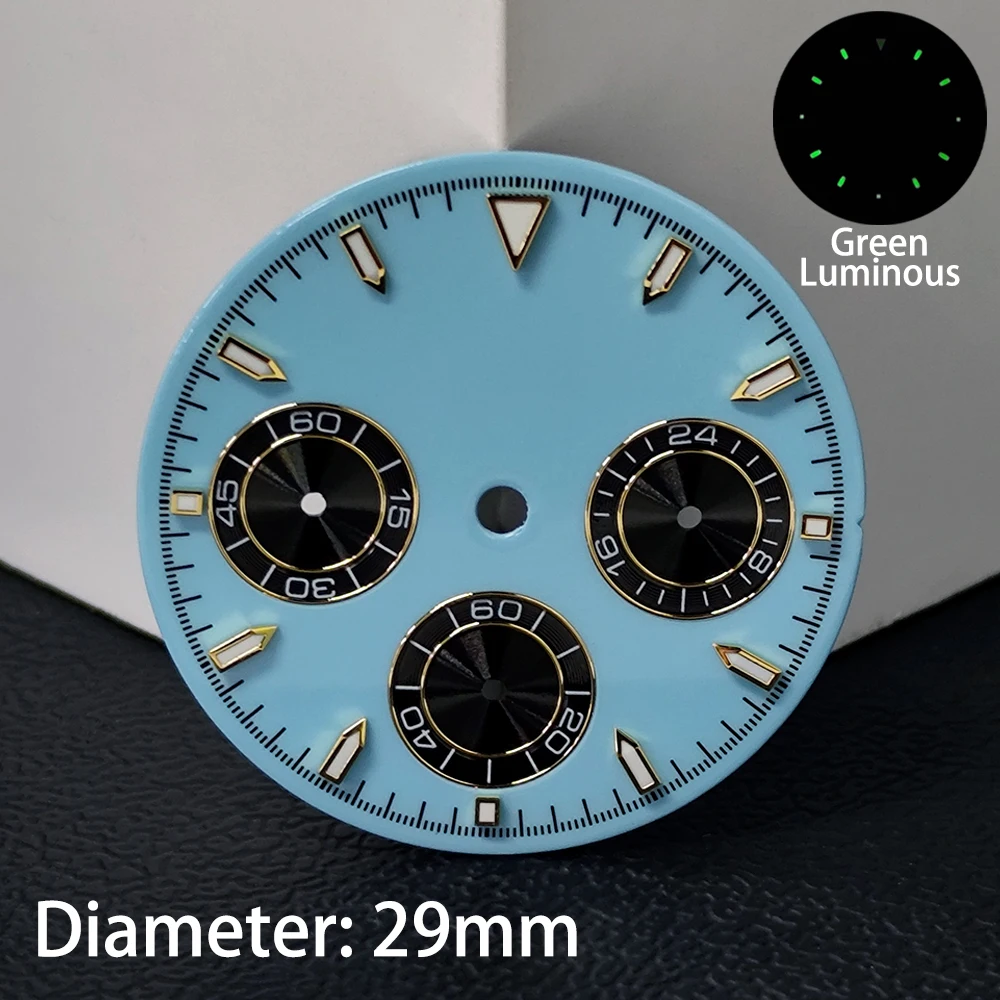 Аксессуары для часов, замена 29 мм, светящийся циферблат для часов VK63, кварцевые часы, модификационные детали, стерильный циферблат часов
