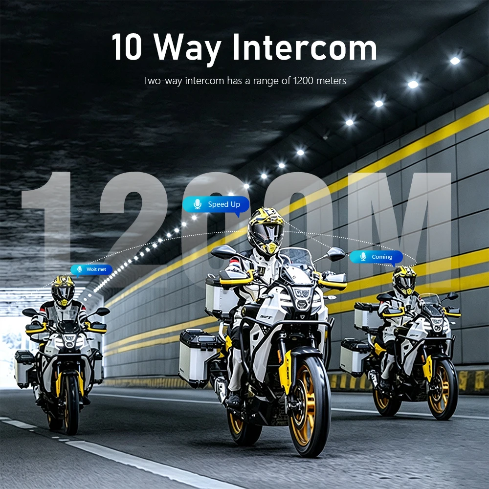 Motorcycle Helmet Headset Intercom DVR Bluetooth Waterproof BT WiFi Data Transmission APP Control Music Sharing