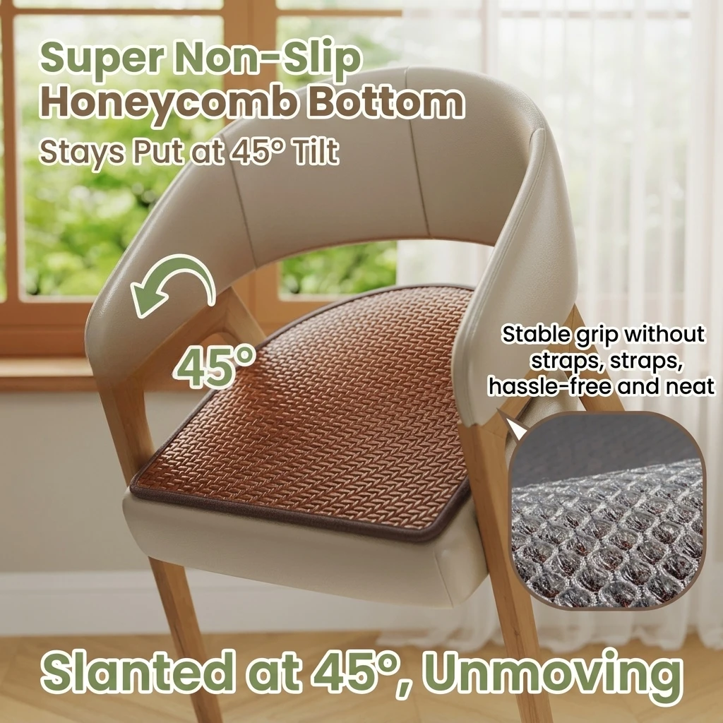 Ice Rattan Breathable Cool Cushion, Non-slip Sweat Resistant Chair Mat, Universal Summer Cooling Seat Pad for Home Office Car