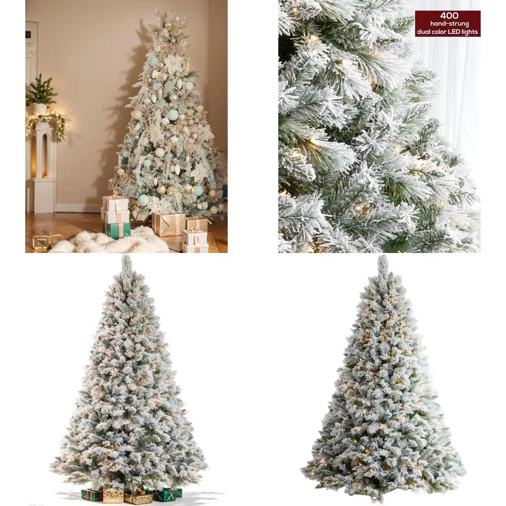 

Рождественская елка из снежной ели длиной 7 футов с дистанционным управлением, 400 двухцветных светодиодных фонарей, искусственная для домашних праздников
