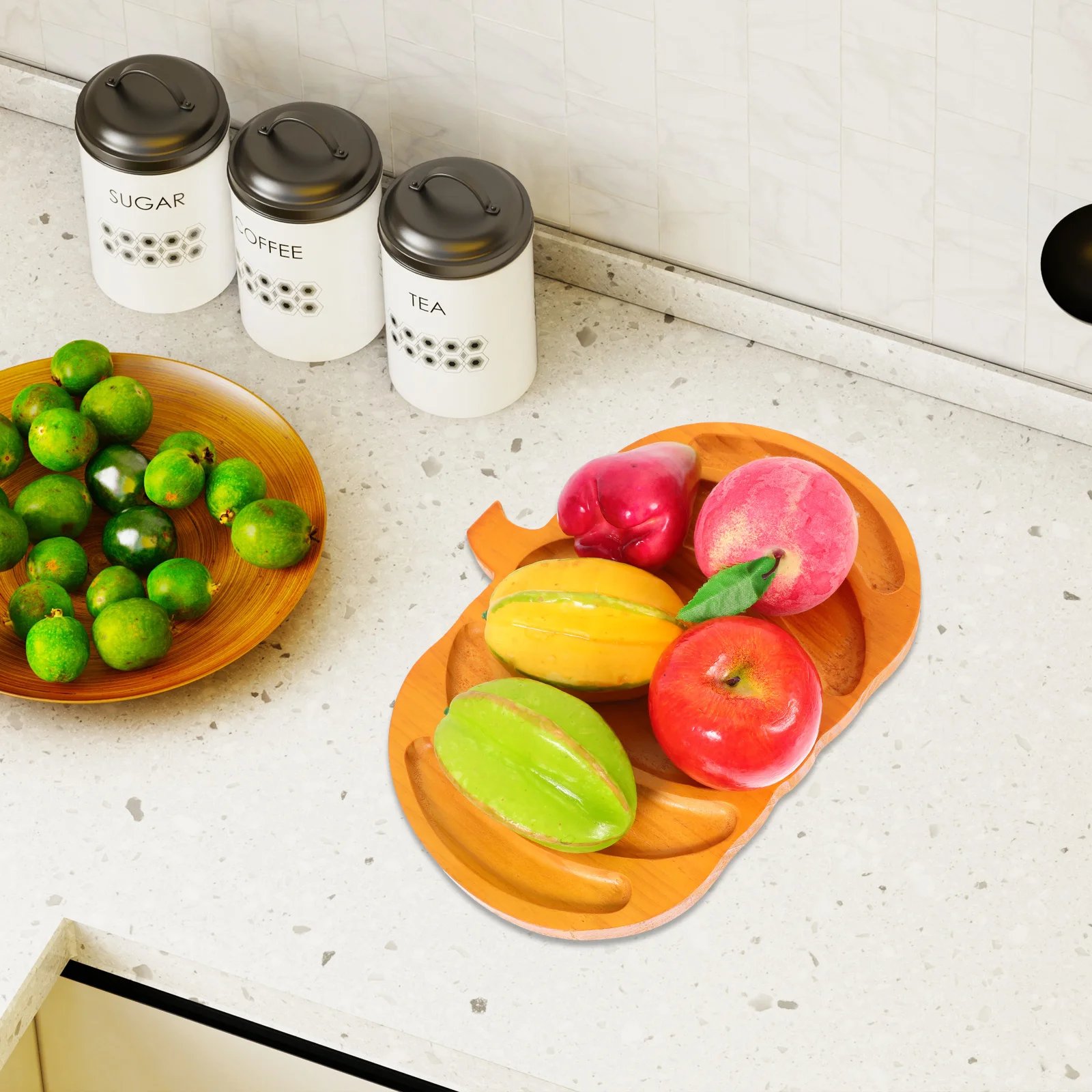 

Wooden Pumpkin Tray With Compartments For Halloween Snack Fruit Cheese Serving Platter Party Tableware Decor Kitchen Bar