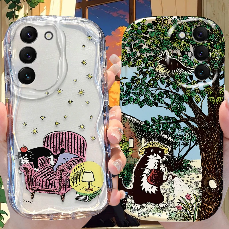 Gardening Cat Phone Case for Samsung Galaxy A50 A50S A37 A36 A35 A34 A32 A26 A25 A24 4G A23 A21S A20S A17 A16 A15 A12 5G Cover