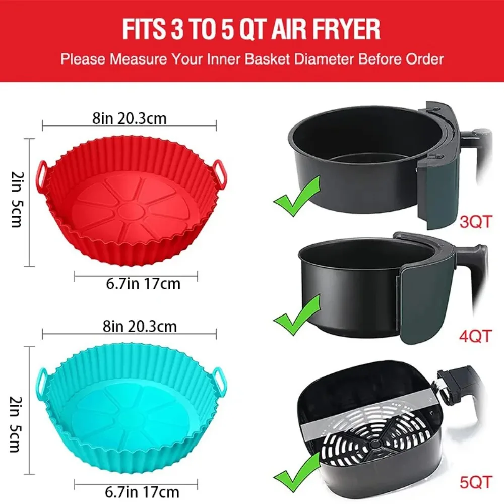 Airfryer Silicone Basket Reusable Baking Tray Silicone Mold For Airfryer Pizza Fried Chicken Liners Accessory Kit Pro Max