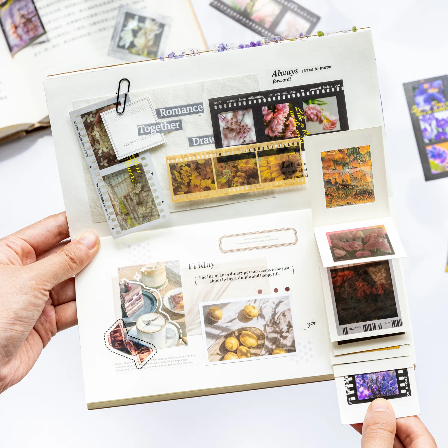 20 Flower Camera Film Sticker Decorative Filmstrip Scrapbook Sticker Photo Frame Sticker for Journaling Arts Crafts Decoration