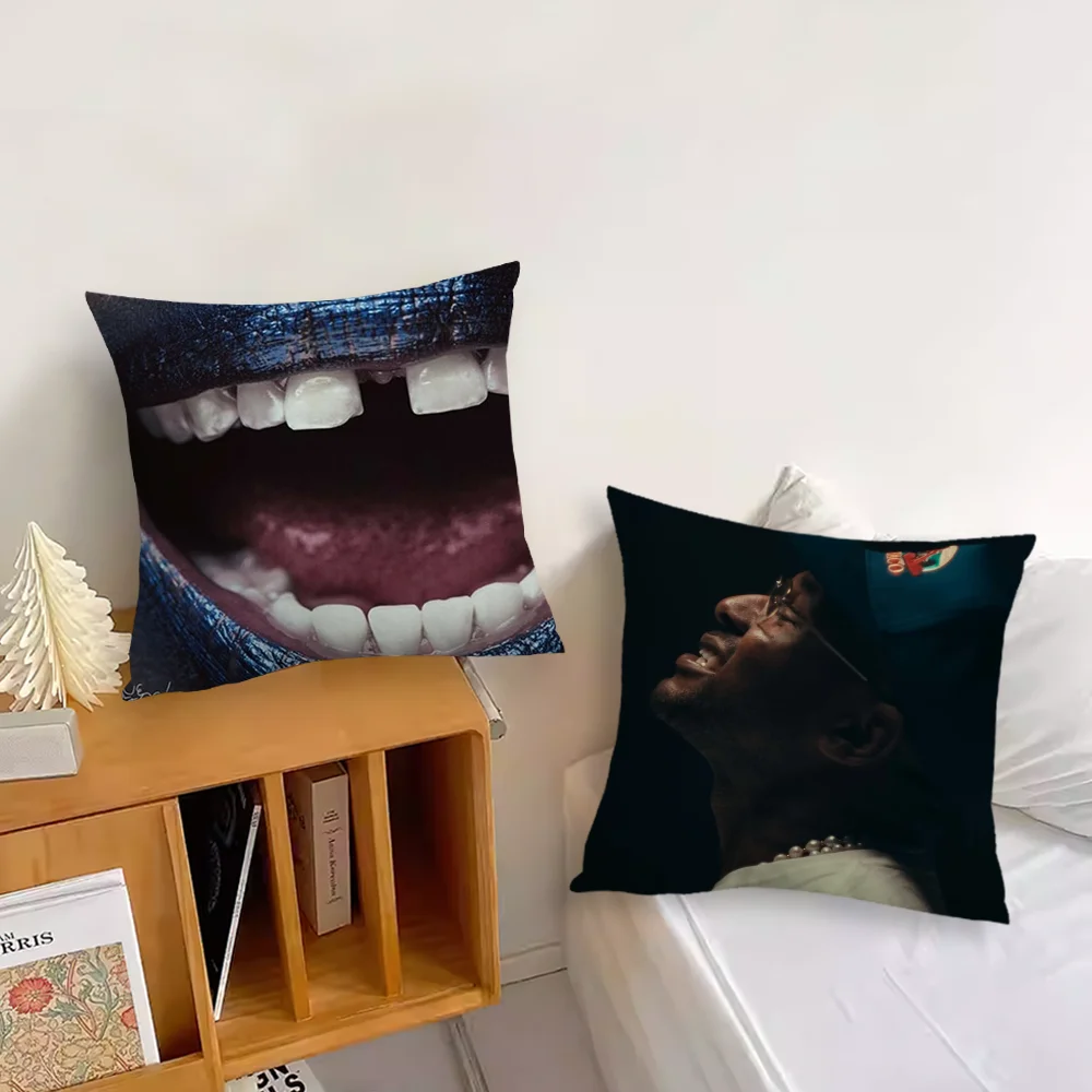 ScHoolboy Q Blue Lips Pillow Case For Sofa Bedroom Living Room Office Bedside Table Backrest Cushion Printing Square