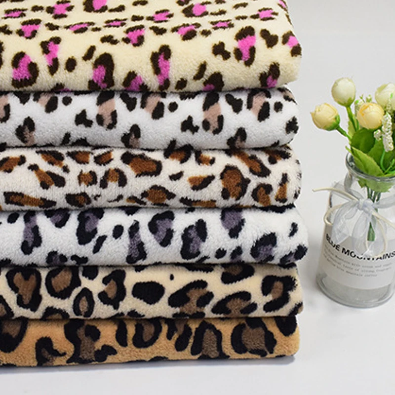 Flannel Leopard Print Fabric, Plush Polyester, DIY Fleece Fabric, Home Clothing, Pajamas, Handmade Sewing, Quilting