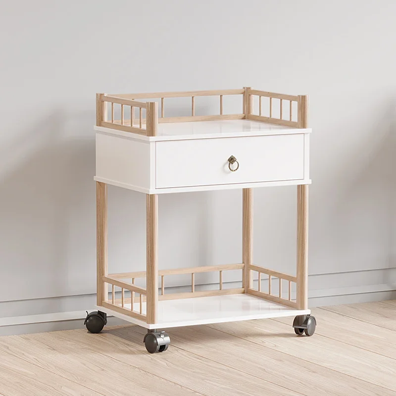 Art students special painting cart three-layer four-layer pine wood oil painting trolley multi-functional art paint tool storage