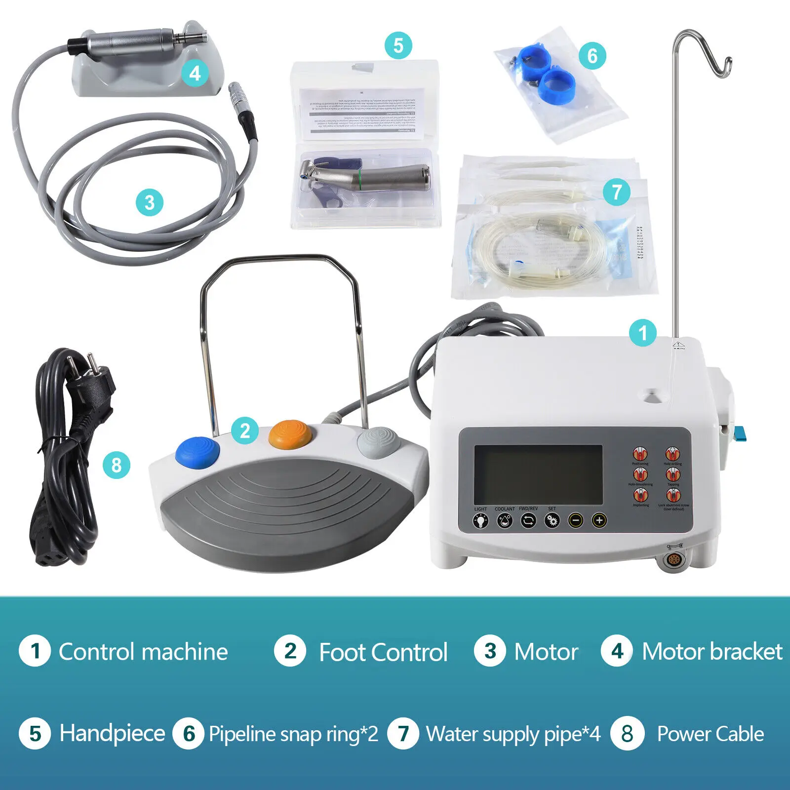 Motor de implante Dental, Sistema Quirúrgico sin escobillas/20:1 Contra ángulo, fibra óptica LED/sin LED, compatible con Nsk/Kavo