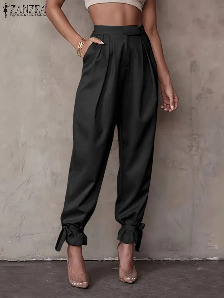 

Casual Loose Pockets Pants Women Elegant Pleated Long Pants Solid Color Office Trousers European Style Bottoms 2025 ZANZEA
