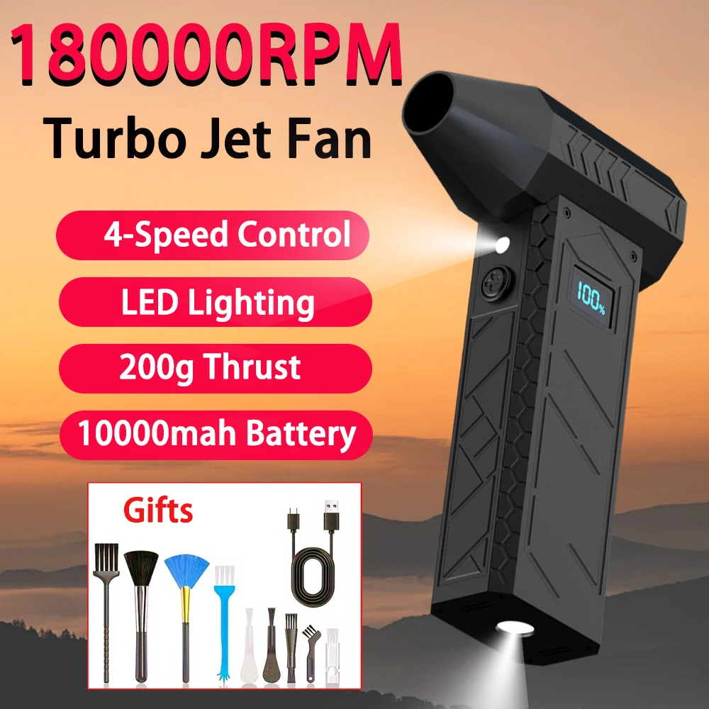 Handheld Mini Turbo Jet Fan 180000RPM Powerful Air Blower Compressed Air Duster 4 Gear Turbo Violent Blower Car Cleaning Tool