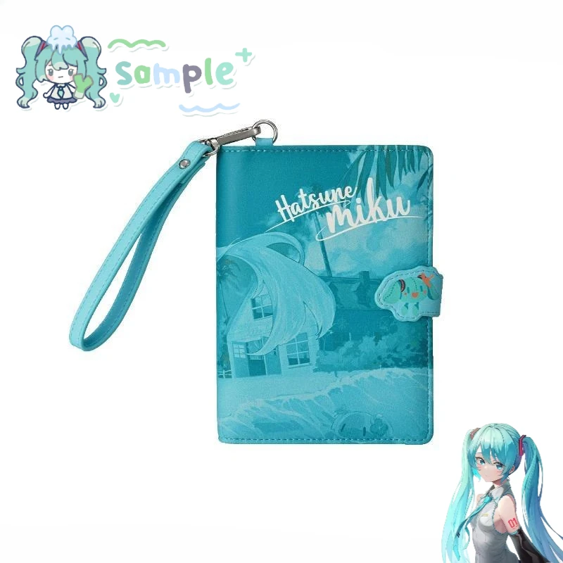 Mercancía de anime de Hatsune Miku, carpeta de almacenamiento multifuncional con diseño de dibujos animados, tarjetero Kawaii 2D, monedero, porta pasaportes, regalo