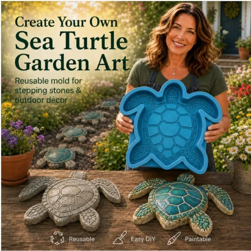 Ocean Animal Silicone Stepping Stone Mold Sea Turtle DIY Pattern Sea Creature Cement Mold Handmade Non-stick Patio Paving Mold