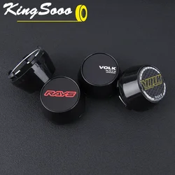 4PCS Universal Wheel Center Cap Clip 56mm RAYS VOLK Emblem Sticker Sport Rim Caps Wheel Cover Hub Cap Black & Silver