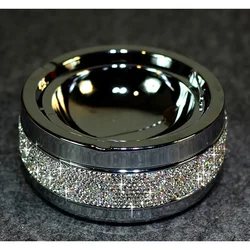 White Bling Bling Auto Car Truck Cigarette Cigar Ashtray Rhinestones Ash Cylinder Holder Container