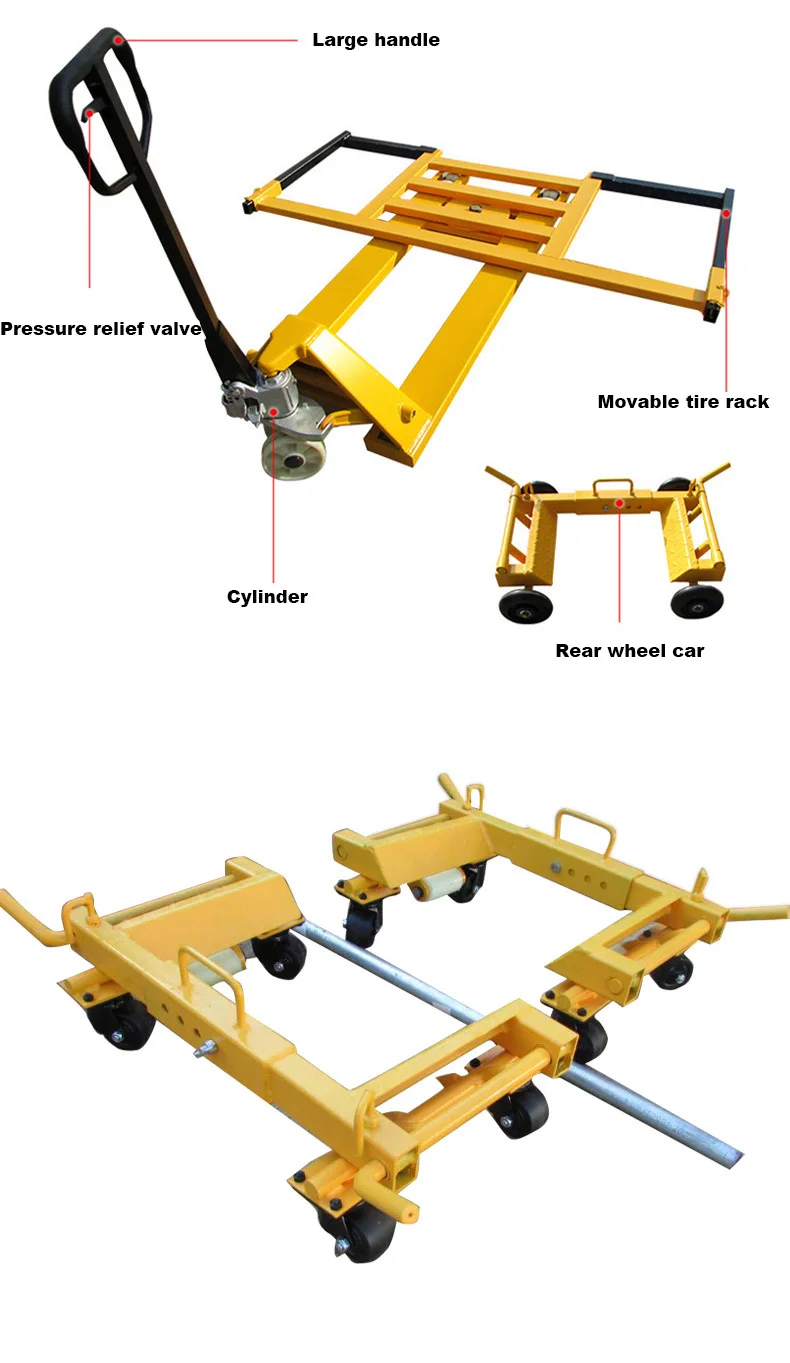 CE wholesale car jack 2500kg Hydraulic pallet truck car mover Dolly Trailer Small Car Tow moving Dolly Trailer