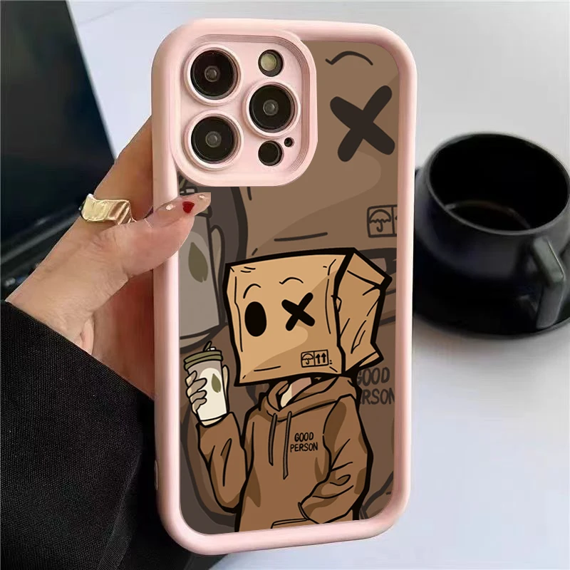 

Cartoon Box Man Pattern Case For Xiaomi 13 12 11 Lite 5G 14 13T 12T Poco F6 F5 X6 X5 X3 M6 Pro F3 Shockproof Soft Silicone Cover