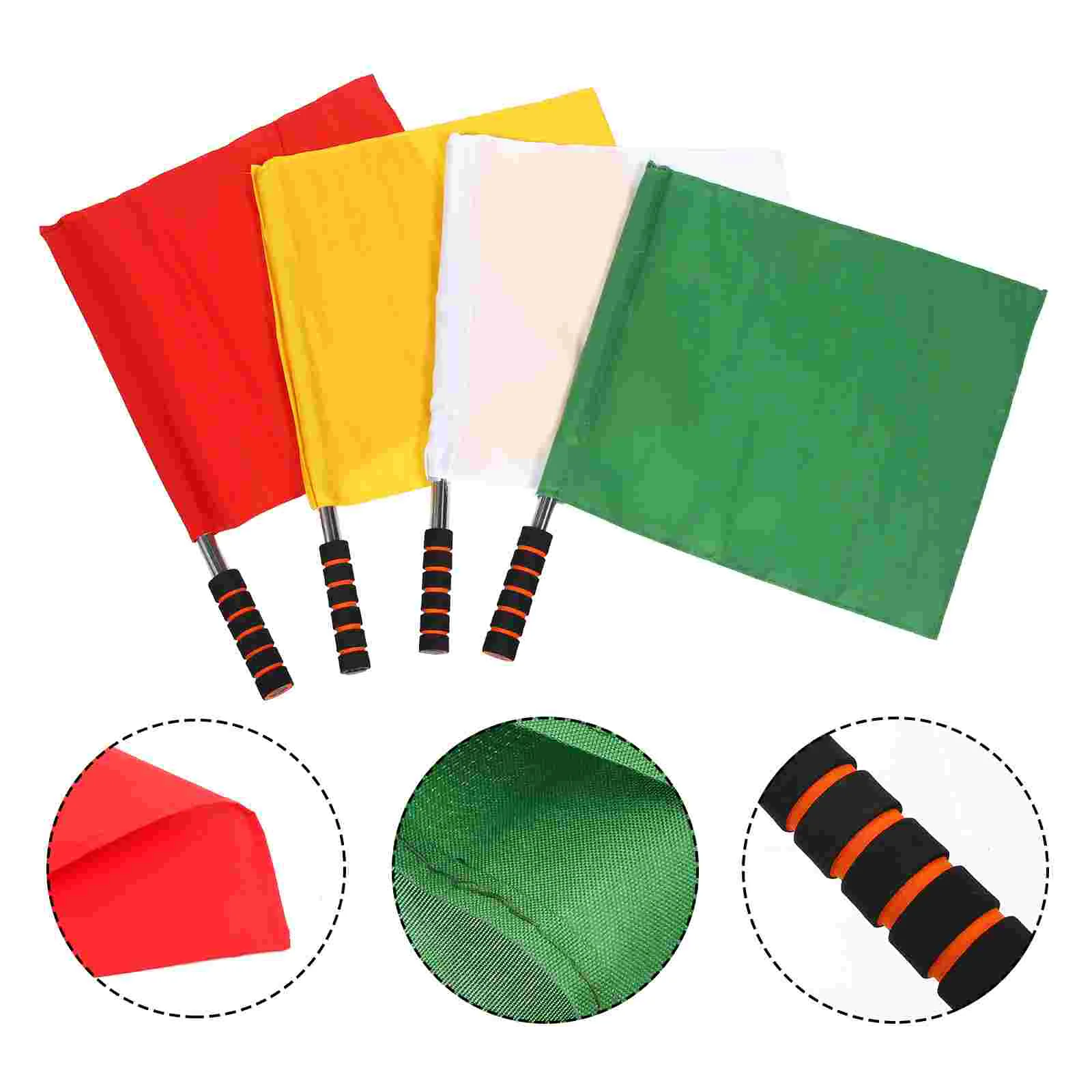 4 Pcs Referee Flag Classic Design Flags Sports Signal Stainless Steel Small Hand Polyester Match