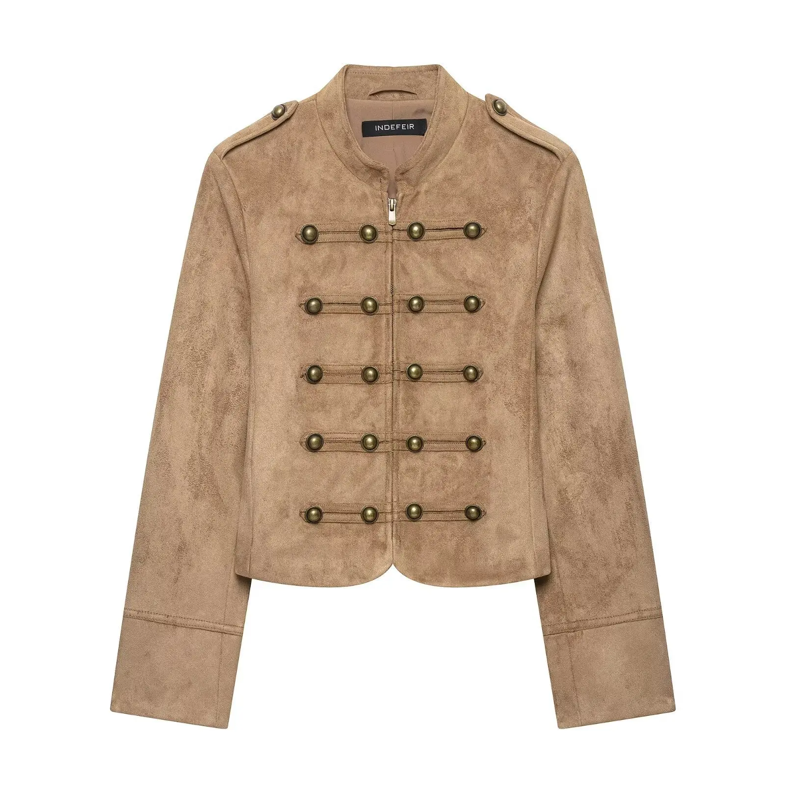 European and American Style Wholesale Women's Clothing Fashionable Versatile Temperament Knot Button Jacket Rivet Decoration