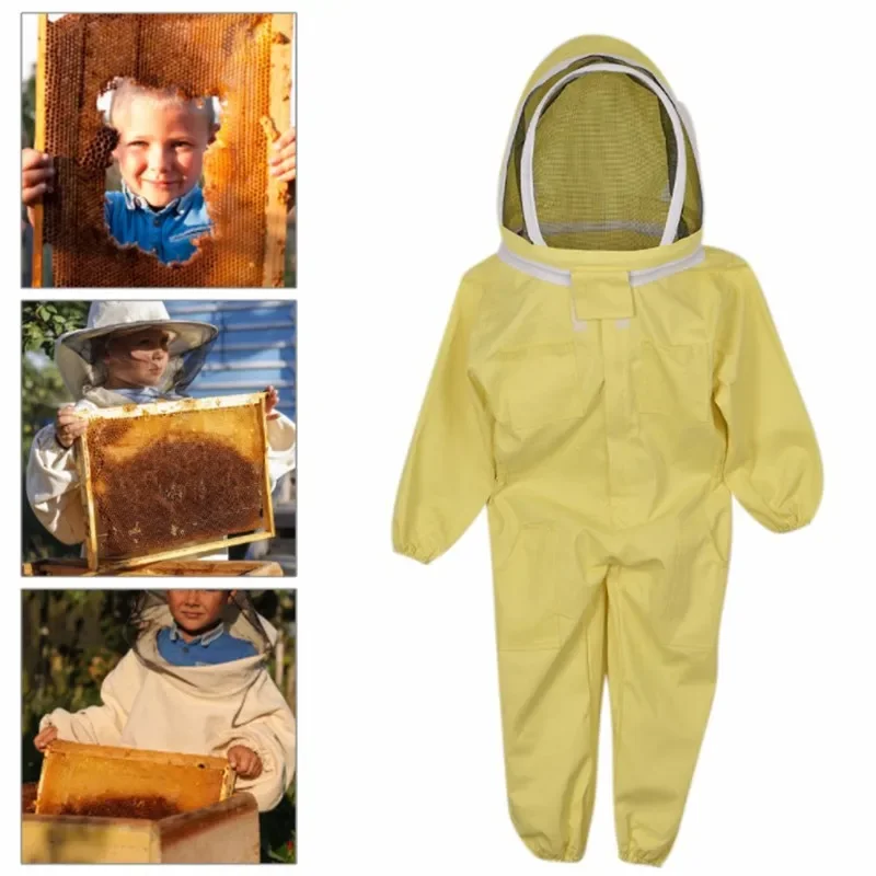 

Child Beekeeping Equipment Full Body Clothes Protective Professional Gloves Veil Hat Safety Beekeeper Suit for Kids