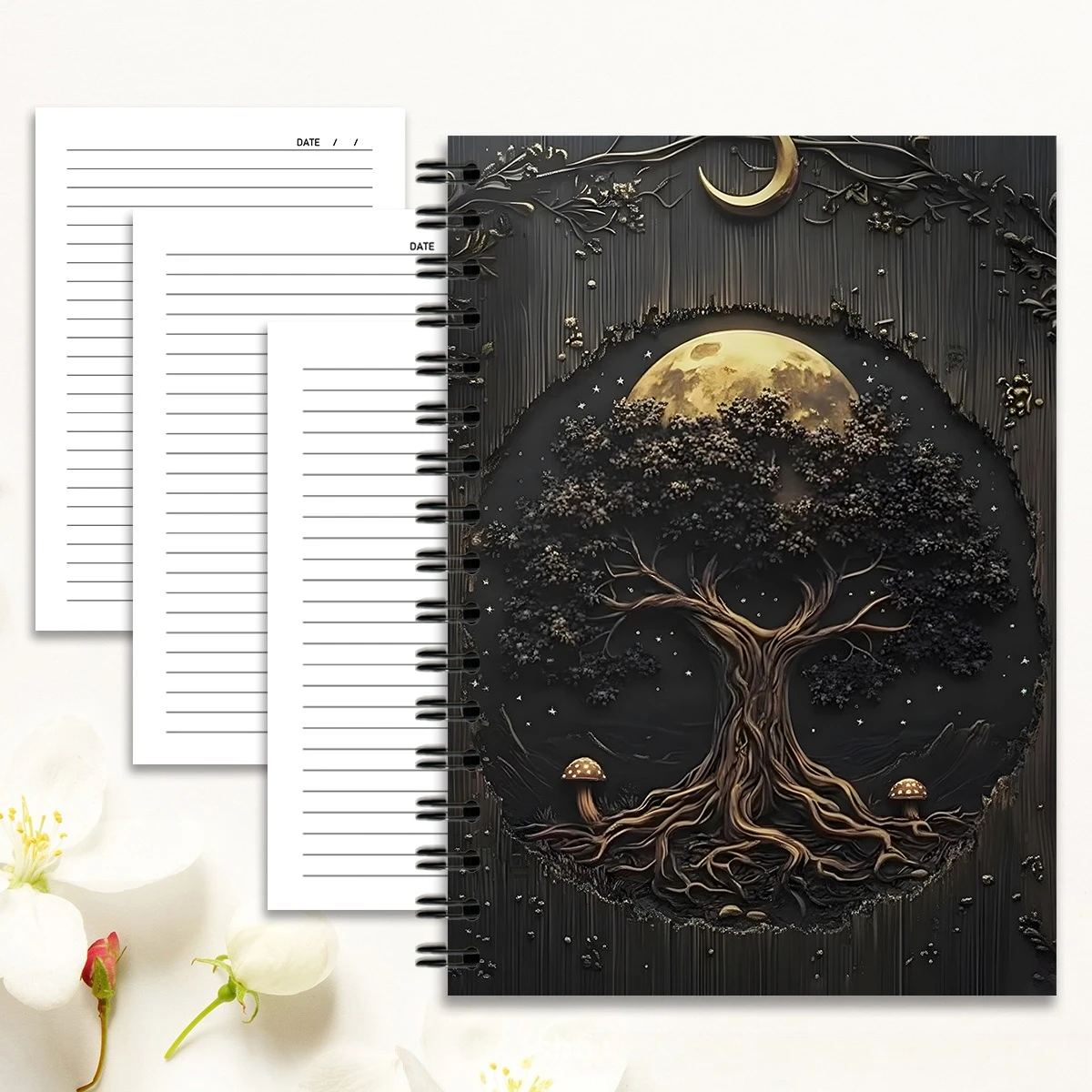 New Hot Golden Tree of Life Spiral Notebook Dual-use Writing & Coloring Graffiti Drawing Sketch Journal