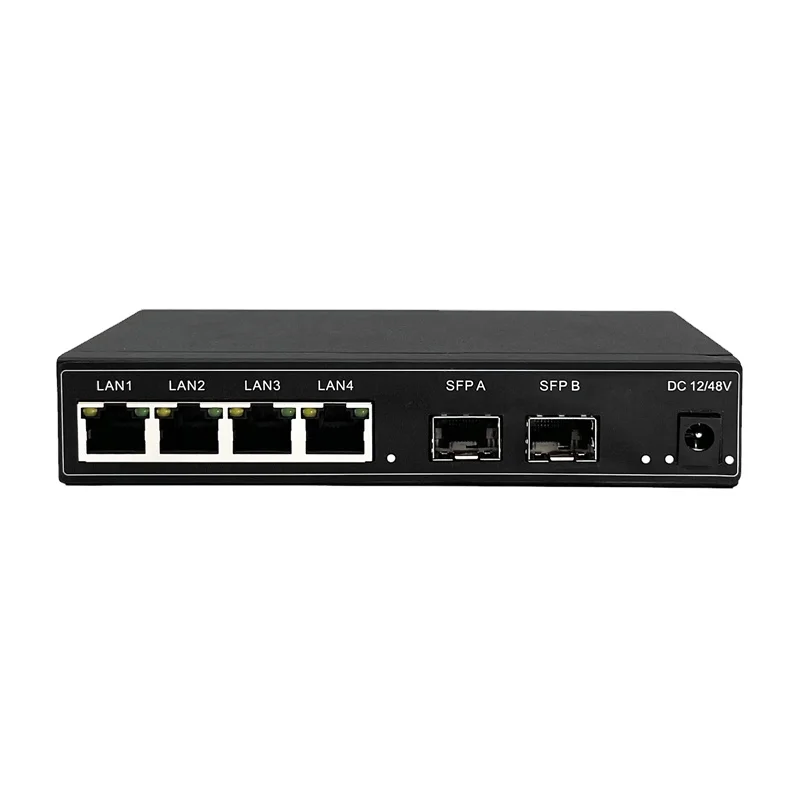 Wall Mounted 4 Port 10/100/1000Mbps Ethernet PoE Switch Gigabit Unmanaged Network PoE Switch with 2 SFP Ports