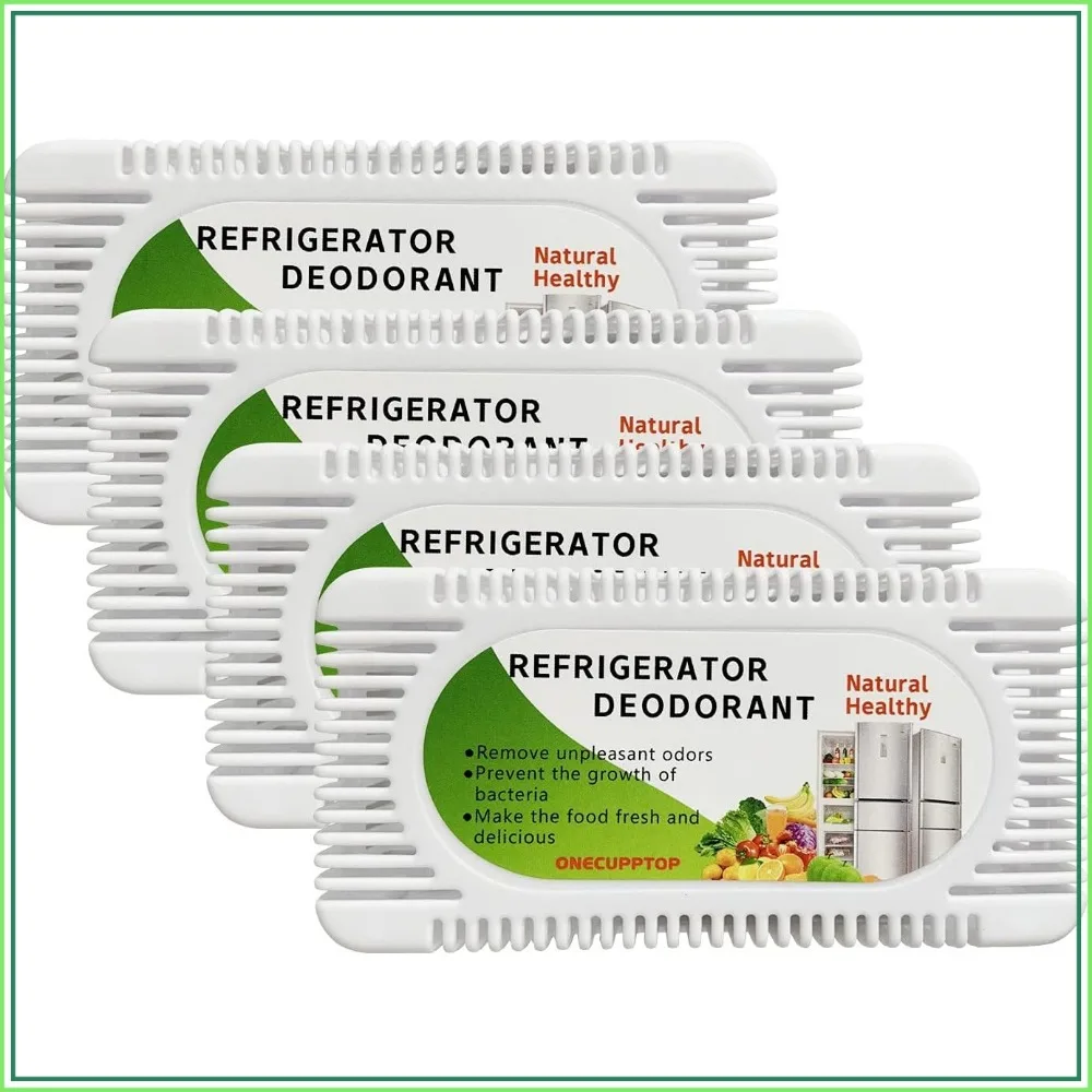 Fridge Odor Eliminator (4 Pack), Activated Carbon Deodorizer for Freezer, Moisture Absorber