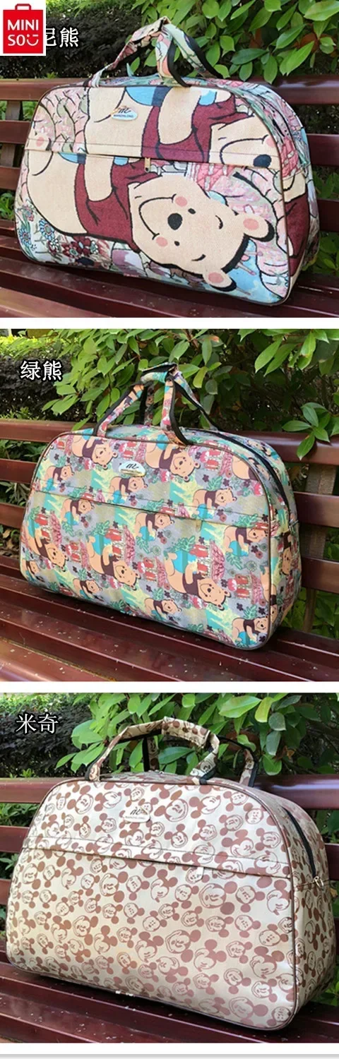 MINISO Disney Cartoon Winnie Bear Travel Bag Large Capacity Fitness Storage Sweet and Versatile Student Couple Shoulder Bag