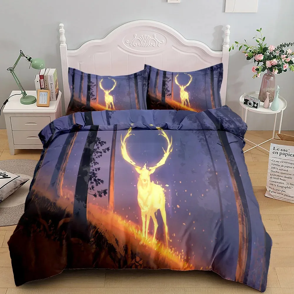 

3D Reindeer Wild Bedding Set King Queen Twin Single Size Duvet Cover Pillow Cases Bed Linen Set