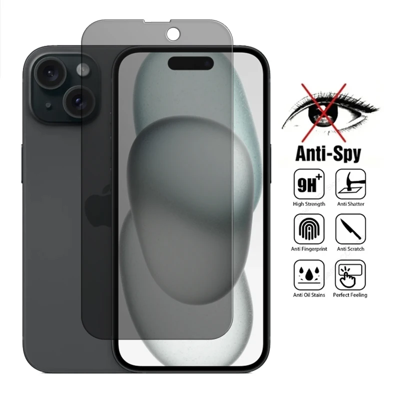 For iPhone 15 Glass iPhone 16 15 Pro Tempered Glass Anti-spy Privacy 9H Screen Protector For iPhone 15 16 Pro Max Plus Lens Film