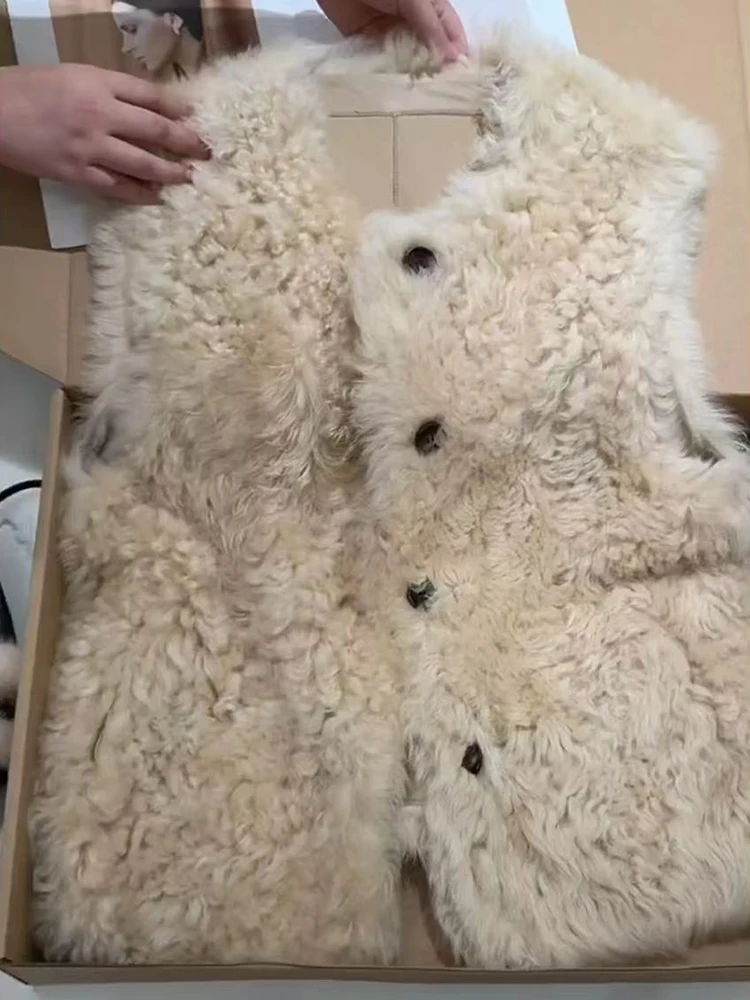 فو الصوف الفراء سترة المرأة Y2K الكورية فضفاضة س الرقبة كل مباراة شعر الفراء المحاصيل معاطف الإناث شتاء دافئ أكمام تانك ملابس خارجية جديد #1
