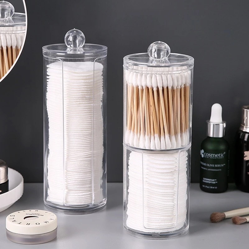 1 pièce – Organisateur de maquillage en acrylique pour cotons-tiges, boîte de rangement portable pour cosmétiques, support pour tampons de coton, étui de rangement