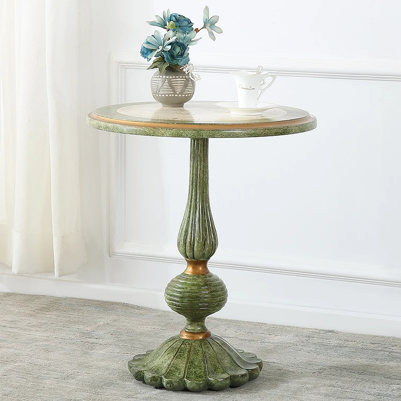 

LSL Round Sofa Side Table Corner Table American Style Painted Leisure Table European Style Retro Green