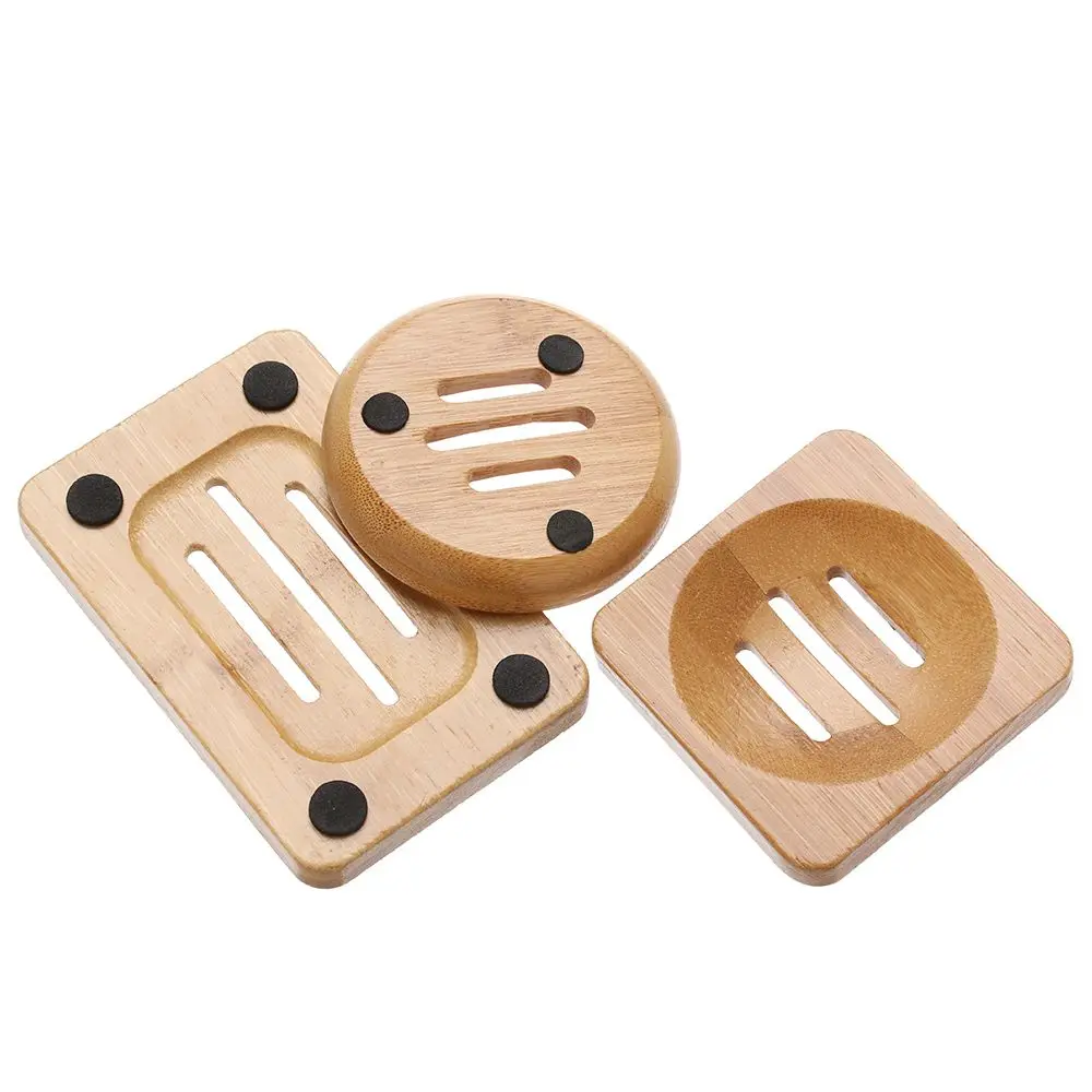 Portable Wash Shower Toilet Soap Tray Bamboo Box Container Soap Dish Box