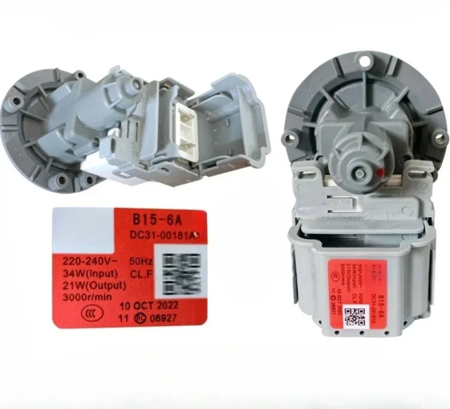 

New Drain Water Pump Assembly For Samsung Washing Machine DC31-00181A B15-6A 220V 50HZ Drainage Motor Washer Parts