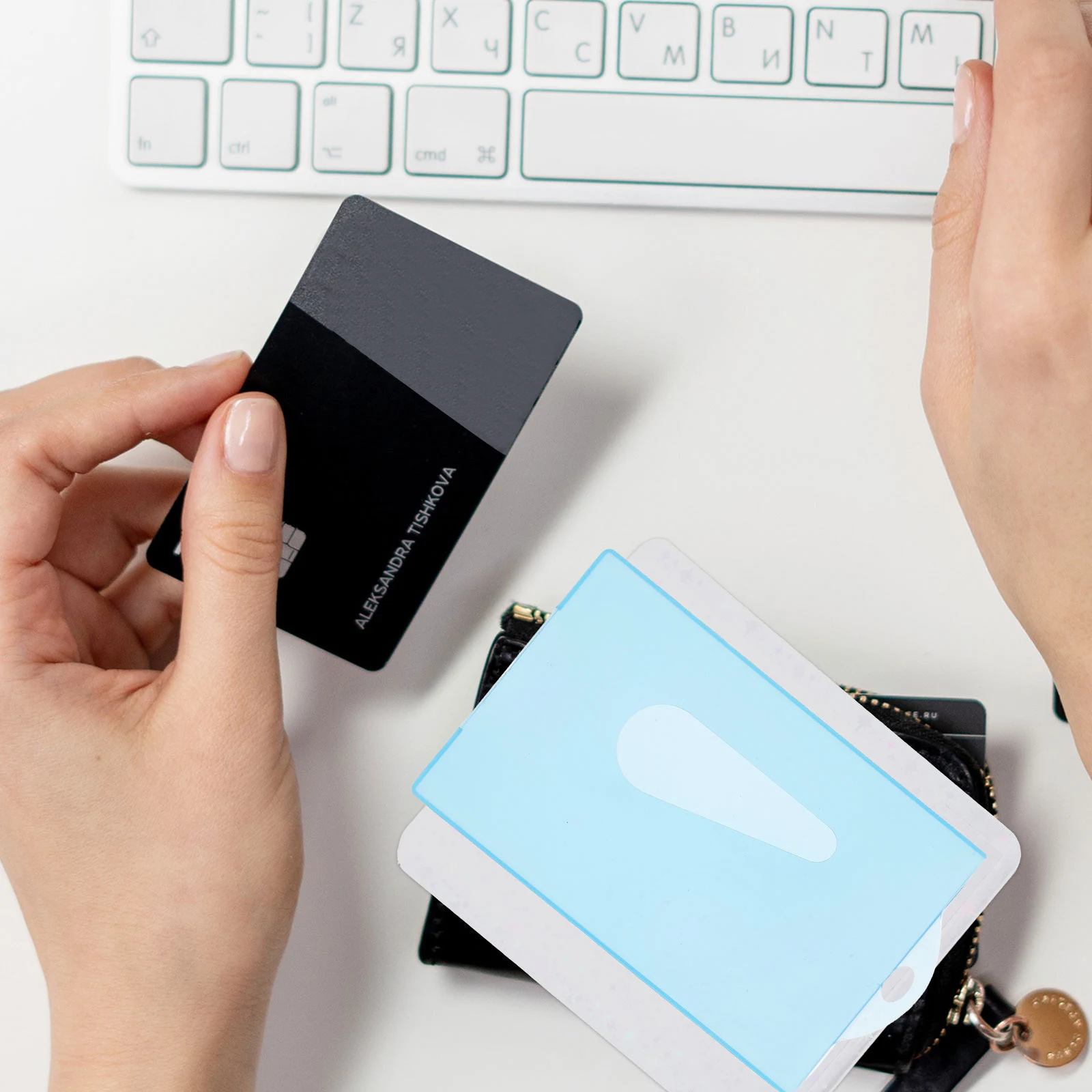 

30Pcs Candy Color Card Sleeves Portable Transparent Cover for Sports Trading Business Id Cards Clear Protector