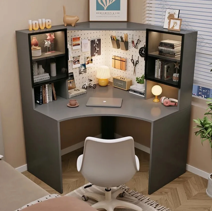 *New Corner Computer Desk Bookshelf Combination All-in-one Desktop Student Writing Bookshelf Home Bedroom Study Desk