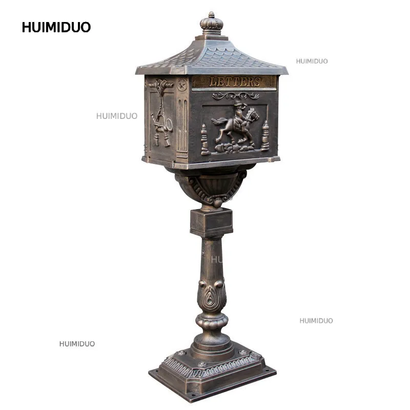 European-style Villa Mailbox Outdoor Retro Creative Newsbox Cast Aluminum Rust-free Ornament Mailbox Inbox Mailbox Outdoor